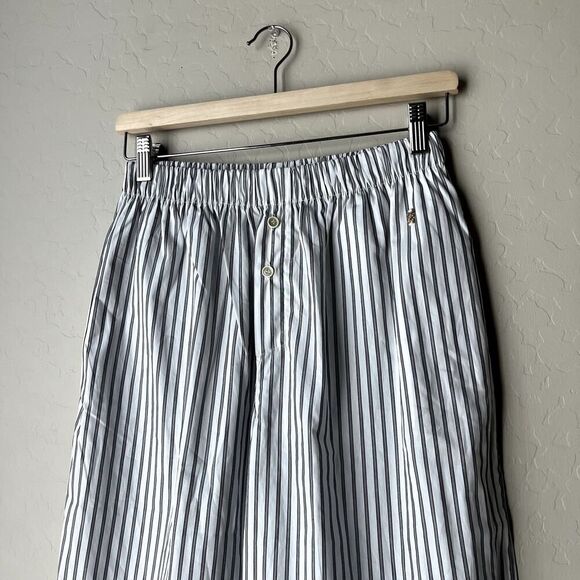 NEW Eterne Pants White Striped Cotton Poplin Wide Leg Pull-On Pants‎ Size M/L - Picture 3 of 10